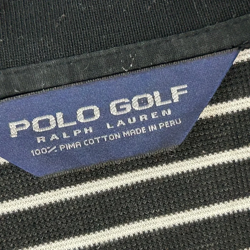 Ralph Lauren Polo Golf‎ Black White Stripes Polo Shirt Men's Large